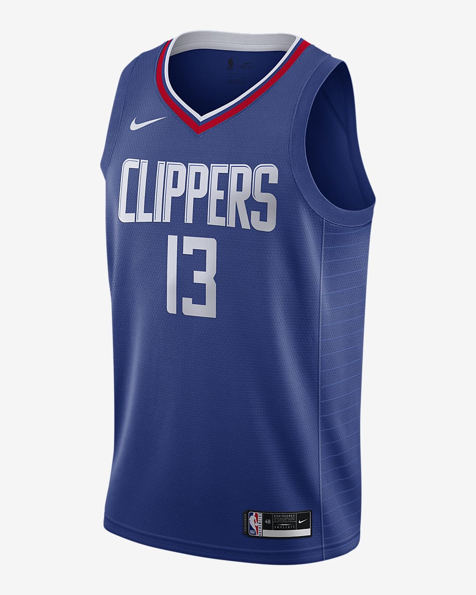 Paul George Clippers Icon Edition 2020 Nike NBA Swingman Jersey - Rush Blue/White/University Red