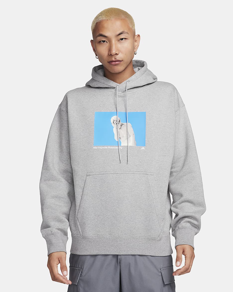 Nike SB Fleece Pullover Skate Hoodie - Dark Grey Heather