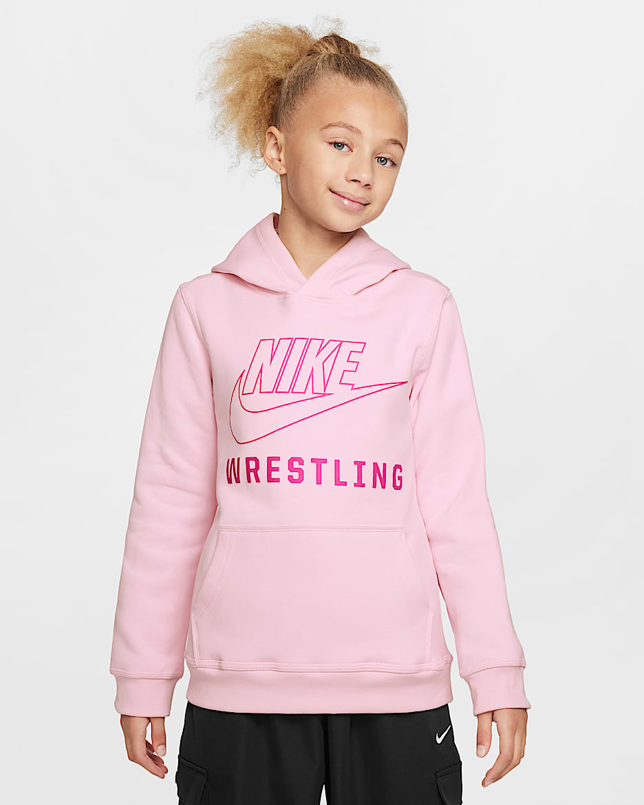 Nike Big Kids' Wrestling Pullover Hoodie - Pink Foam