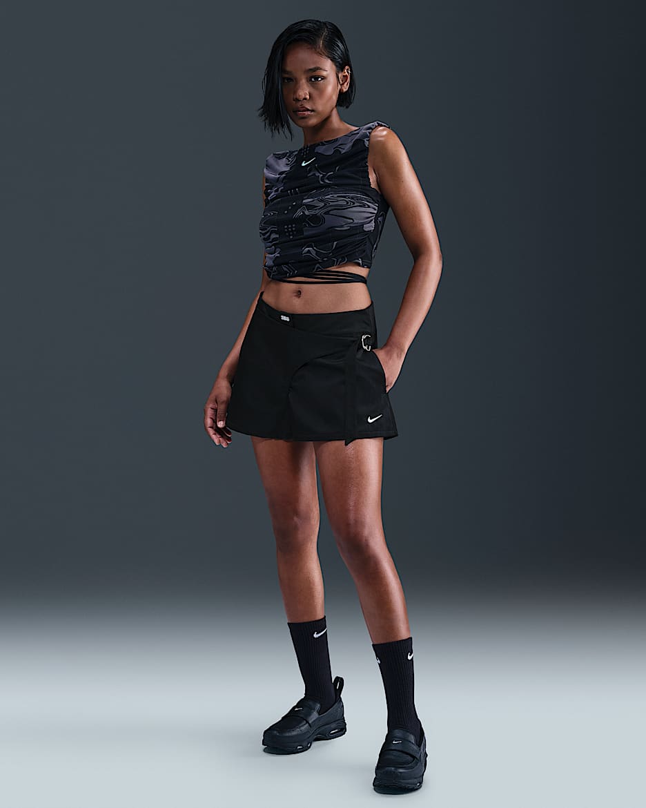 Shorts de tiro alto de 8 cm para mujer Serena Williams Design Crew - Negro/Espuma menta