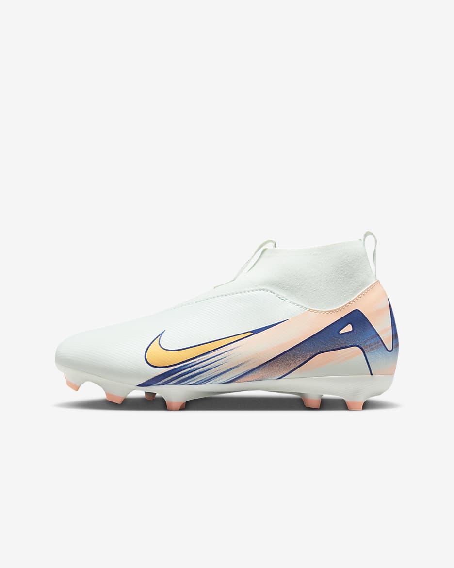 Nike Jr. Superfly 10 Academy Mercurial Dream Speed Older Kids' MG High-Top Football Boot - Barely Green/Crimson Pulse/Metallic Gold Coin