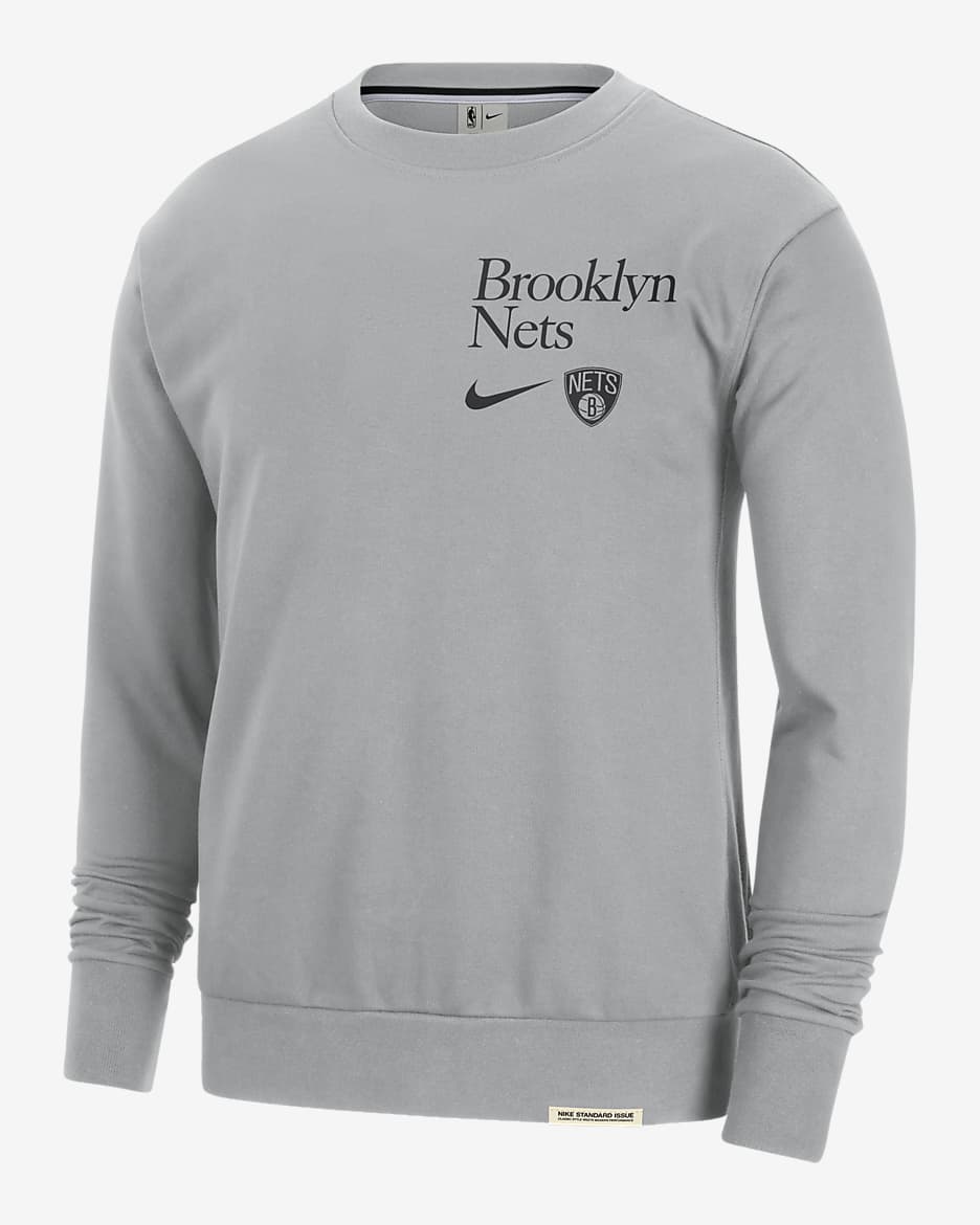 Sweat à col ras-du-cou Nike Dri-FIT NBA Brooklyn Nets Standard Issue pour homme - Flat Silver