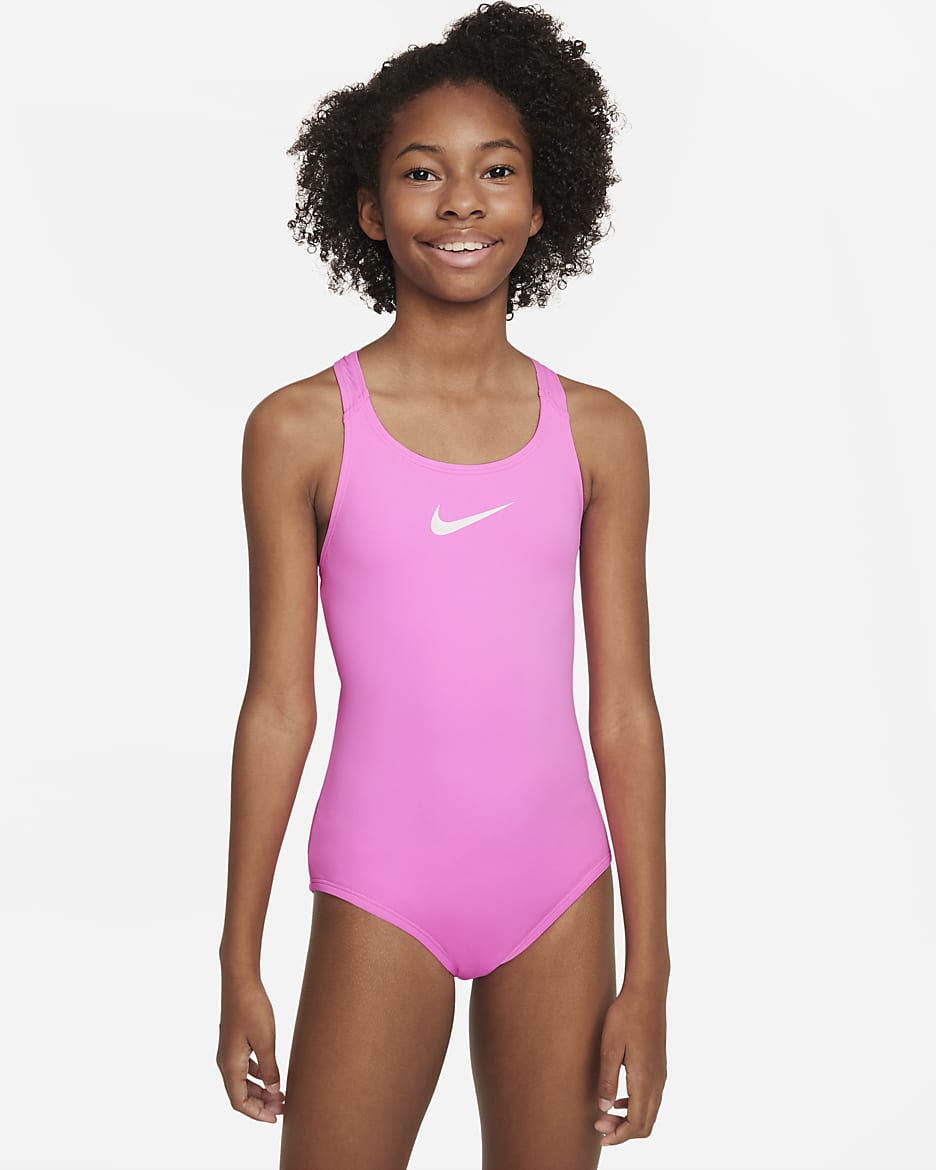 Nike Essential Big Kids' (Girls') Racerback 1-Piece Swimsuit - Pink Spell