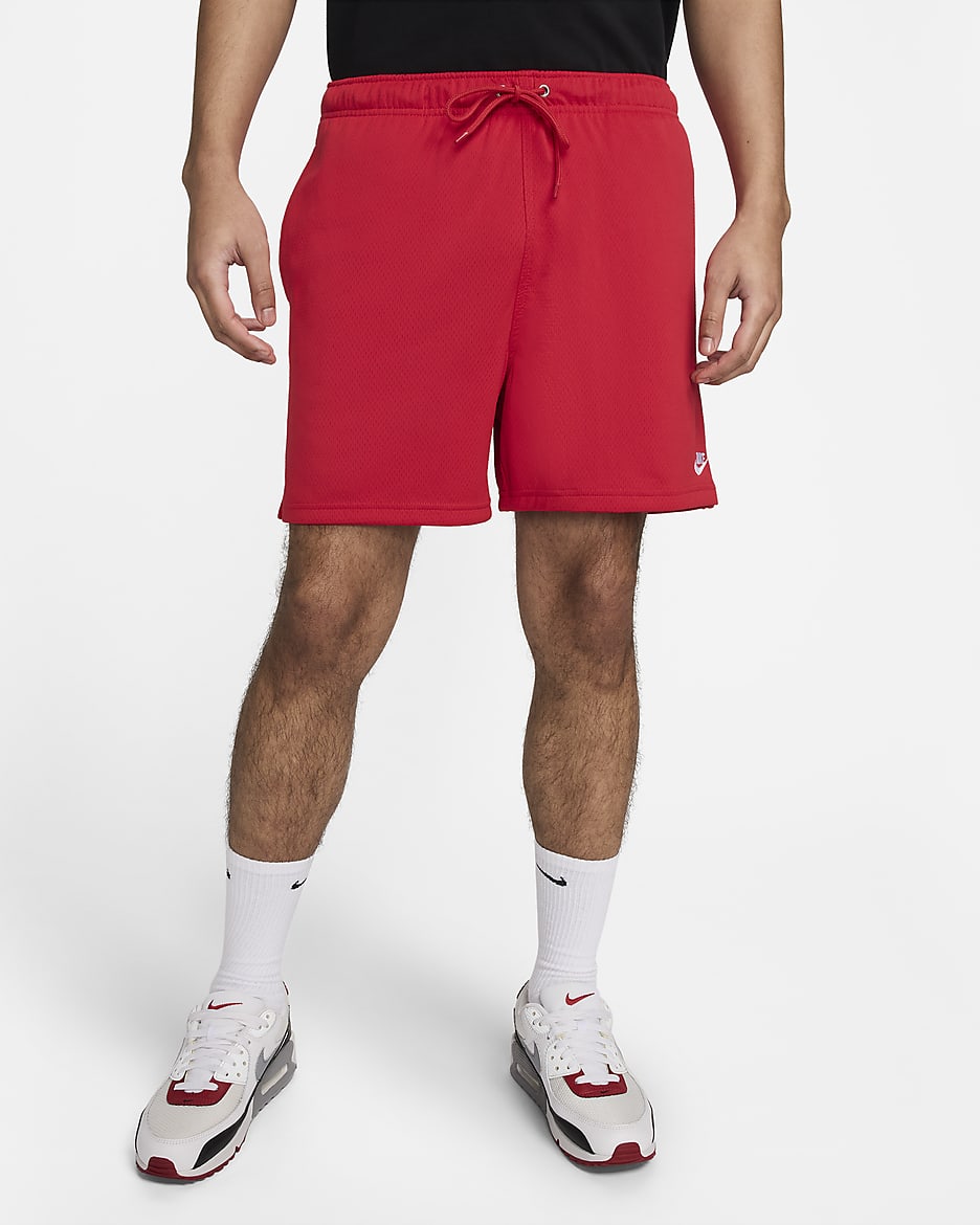 Shorts de malla Flow para hombre Nike Club - Rojo universitario/Blanco