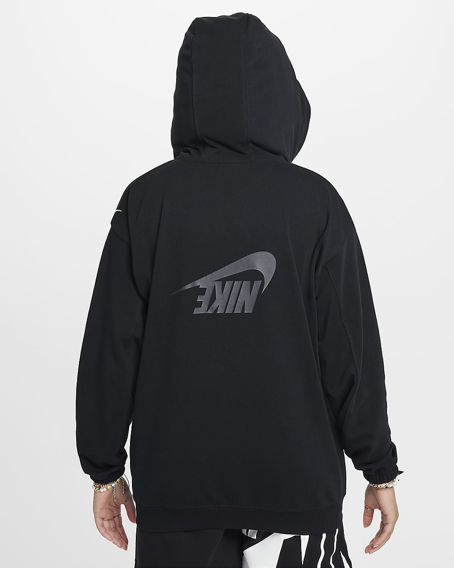 Dívčí volná flísová mikina s kapucí Nike Sportswear Dri-FIT - Černá