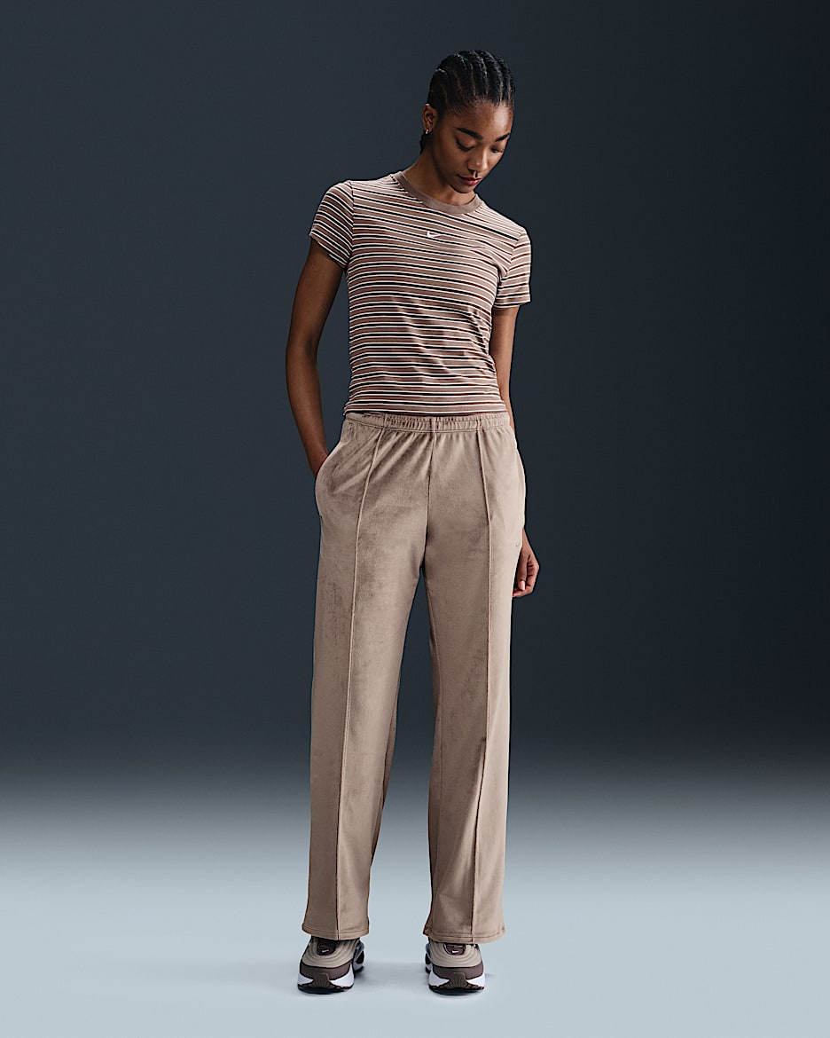 Pantaloni in velour a vita media Nike Sportswear Chill Knit – Donna - Mink Brown/Mink Brown