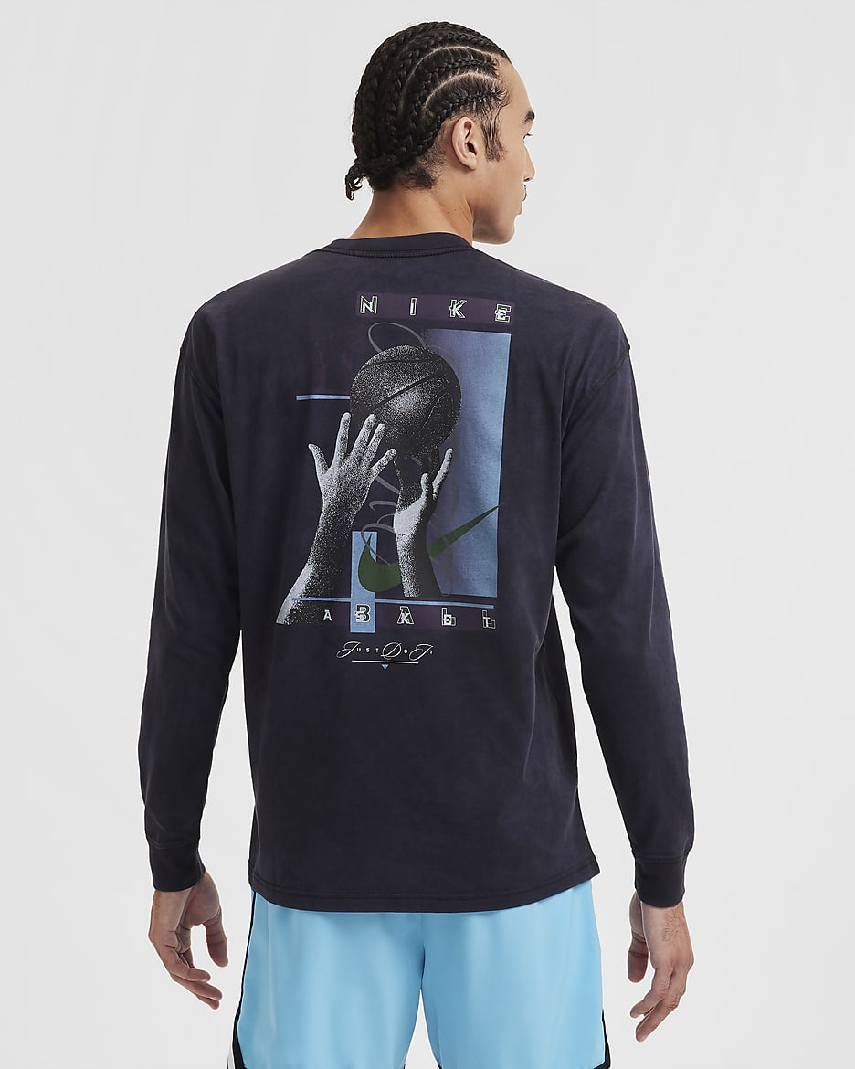 Nike Men's Max90 Long-Sleeve Basketball T-Shirt - Black