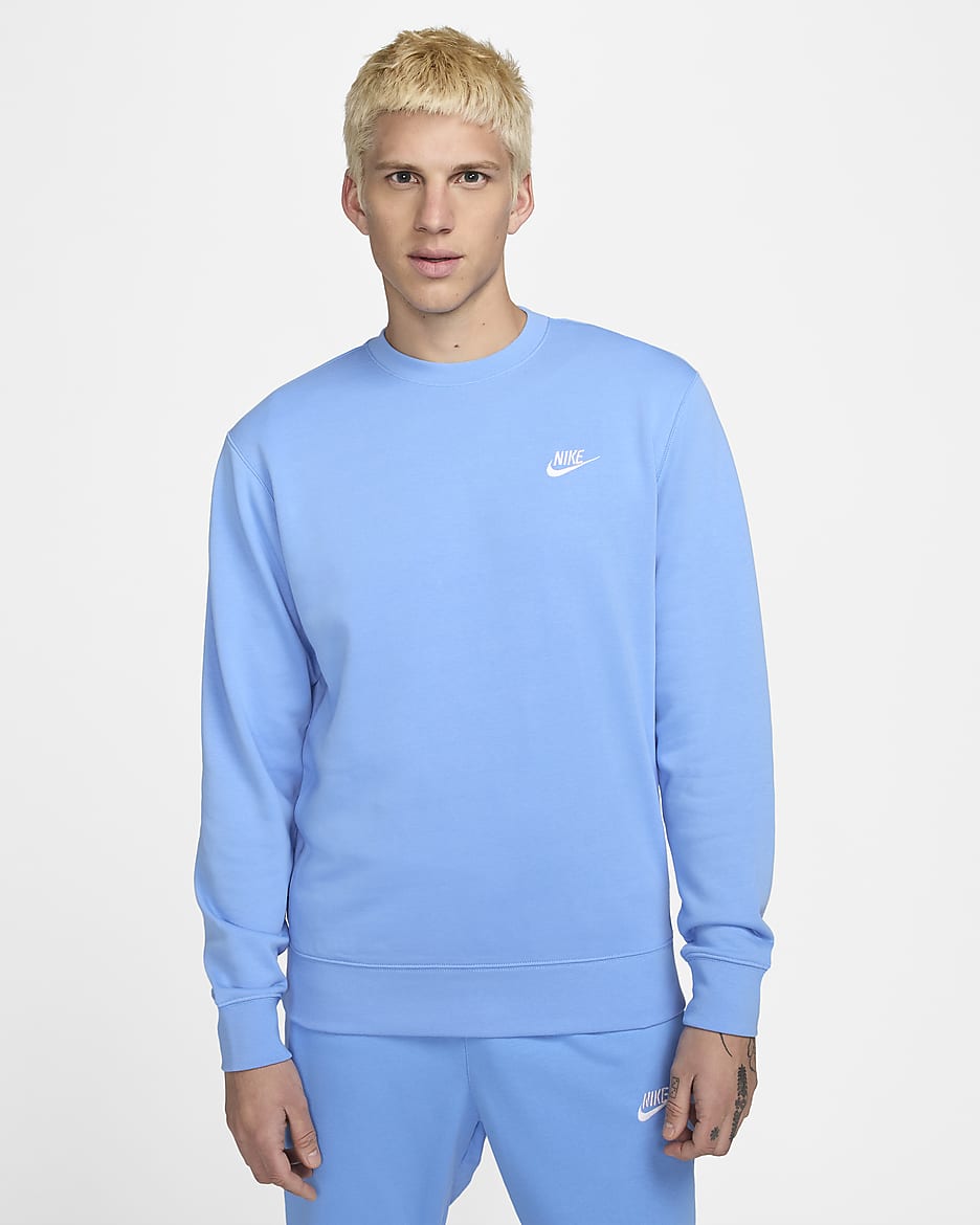 Maglia a girocollo in French Terry Nike Sportswear - Uomo - University Blue/Bianco