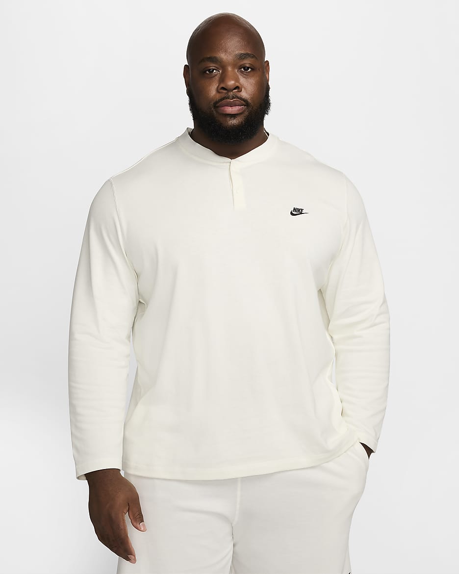 Henley de manga larga para hombre Nike Club - Vela/Vela/Negro