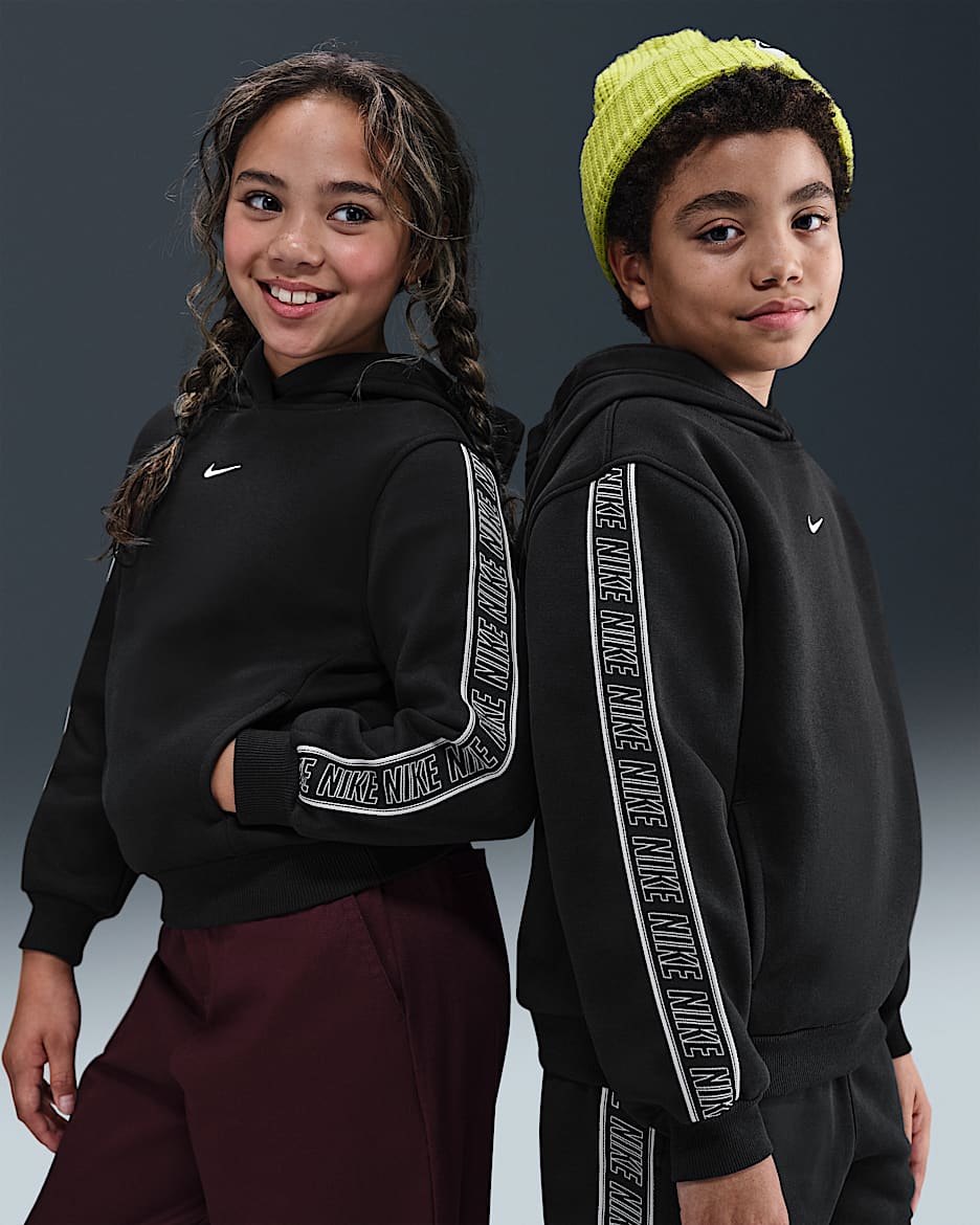 Nike Sportswear Club Fleece Older Kids' Pullover Hoodie - Black/Black/White