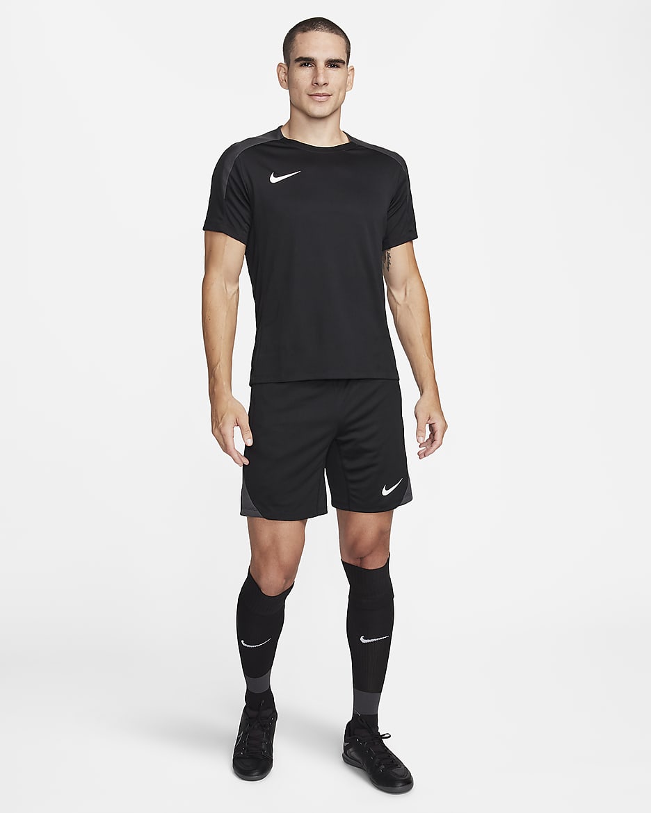 Haut de foot à manches courtes Dri-FIT Nike Strike pour homme - Noir/Noir/Anthracite/Blanc