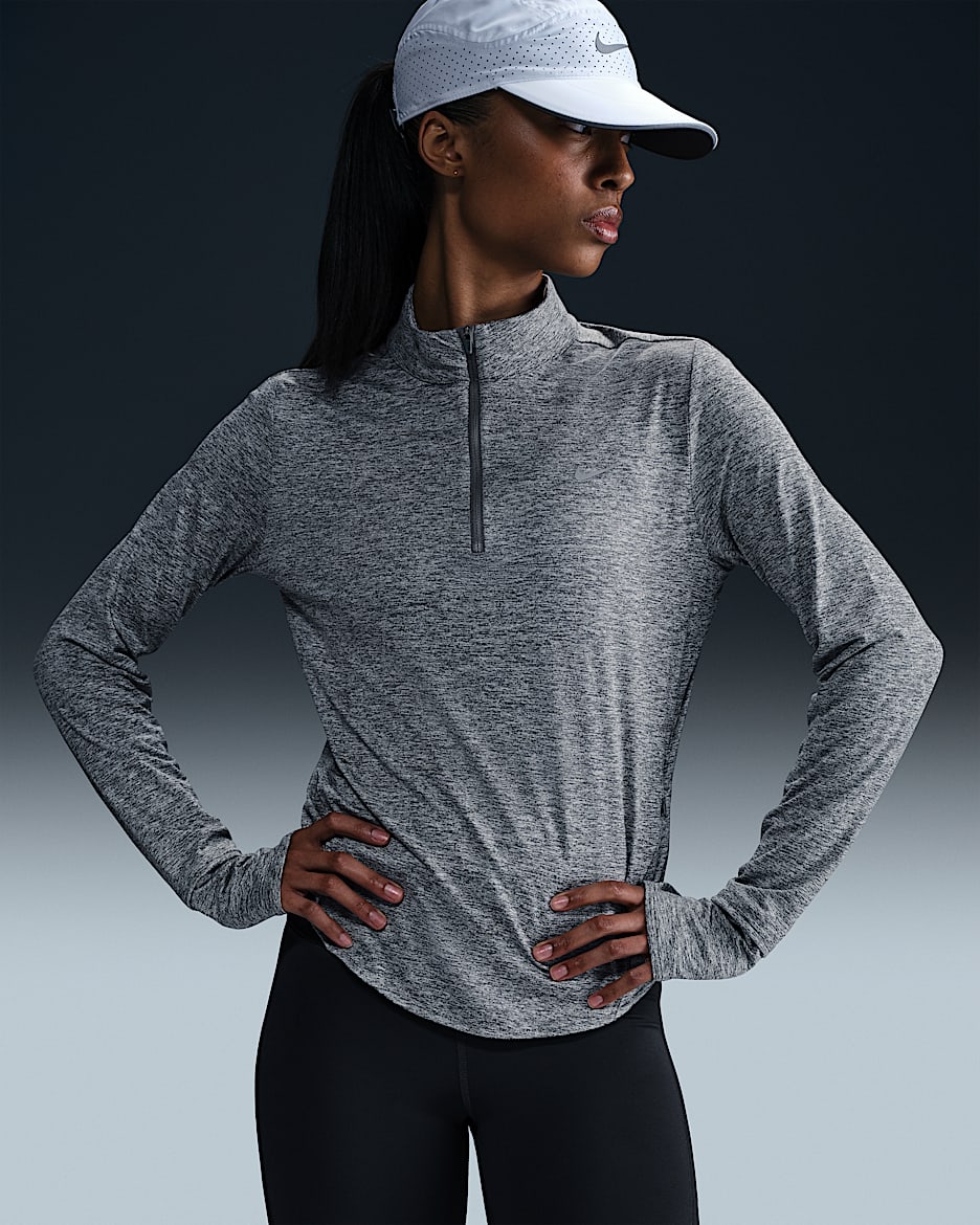 Nike Swift Women's Dri-FIT UV 1/4-Zip Running Top - Smoke Grey/Heather/Heather