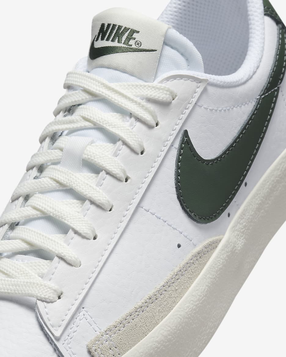 Nike Blazer Low '77 Big Kids' Shoes - White/Sail/Vintage Green