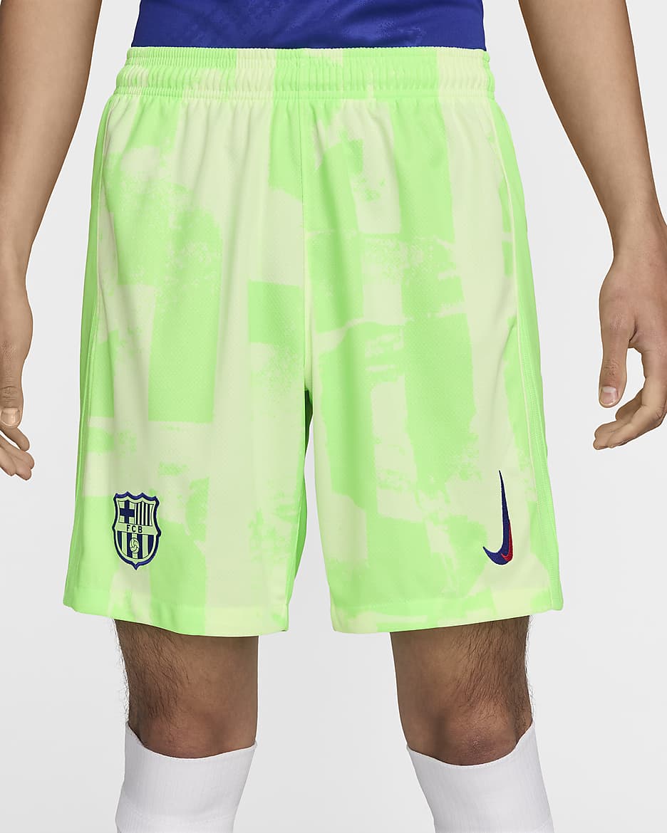 Replika pánských fotbalových kraťasů Nike Dri-FIT FC Barcelona Stadium 2024/25, třetí - Barely Volt/Lime Blast/Old Royal