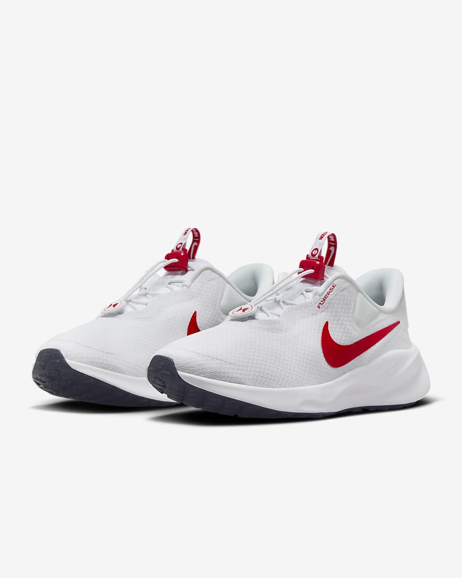 Nike Revolution 7 EasyOn Men's Road Running Shoes - White/Midnight Navy/University Red