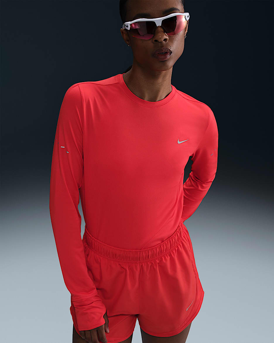 Nike Swift Women's Dri-FIT UV Long-Sleeve Crew-Neck Running Top - Light Crimson