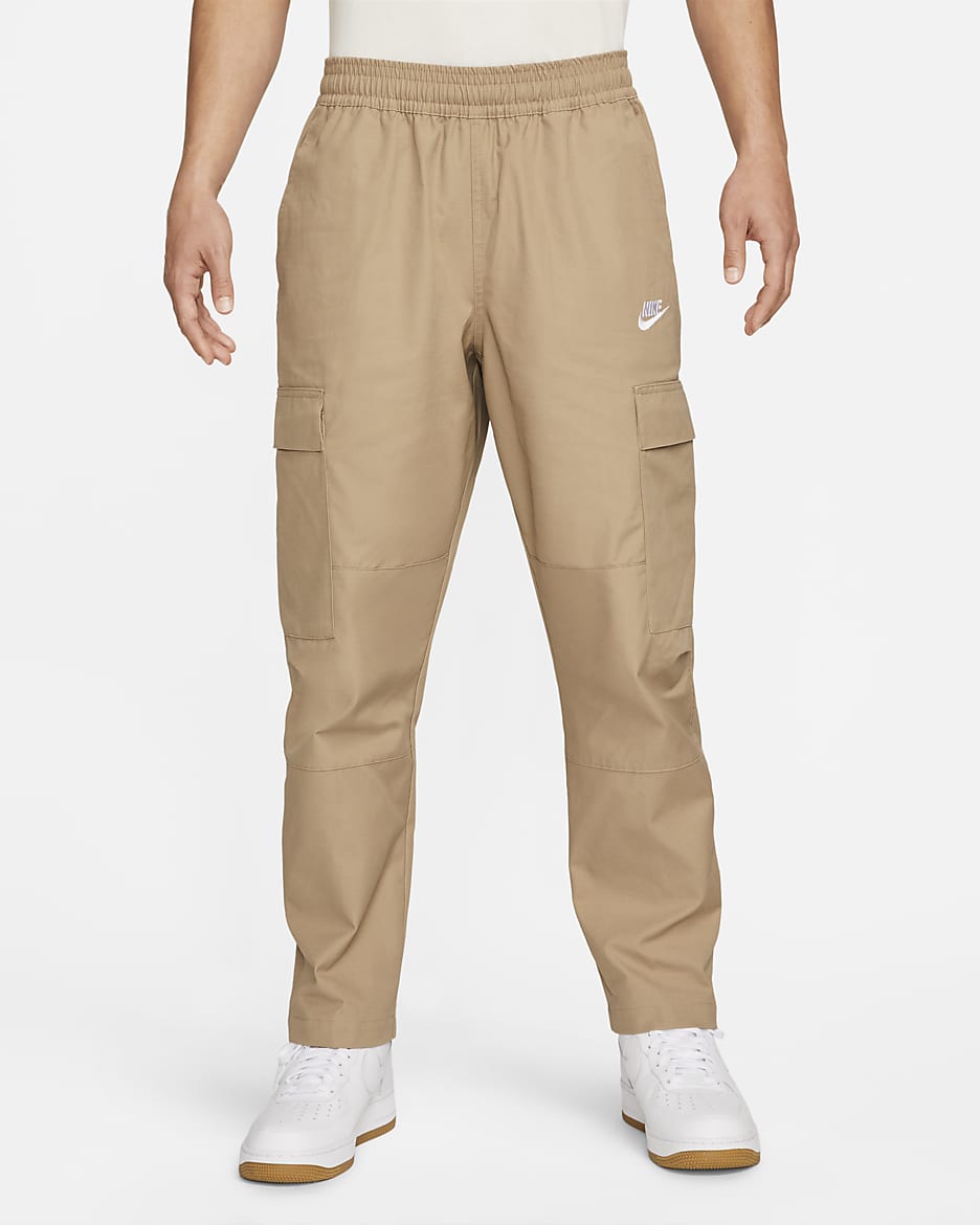 Nike Club 남성 우븐 카고 팬츠 - 카키/화이트