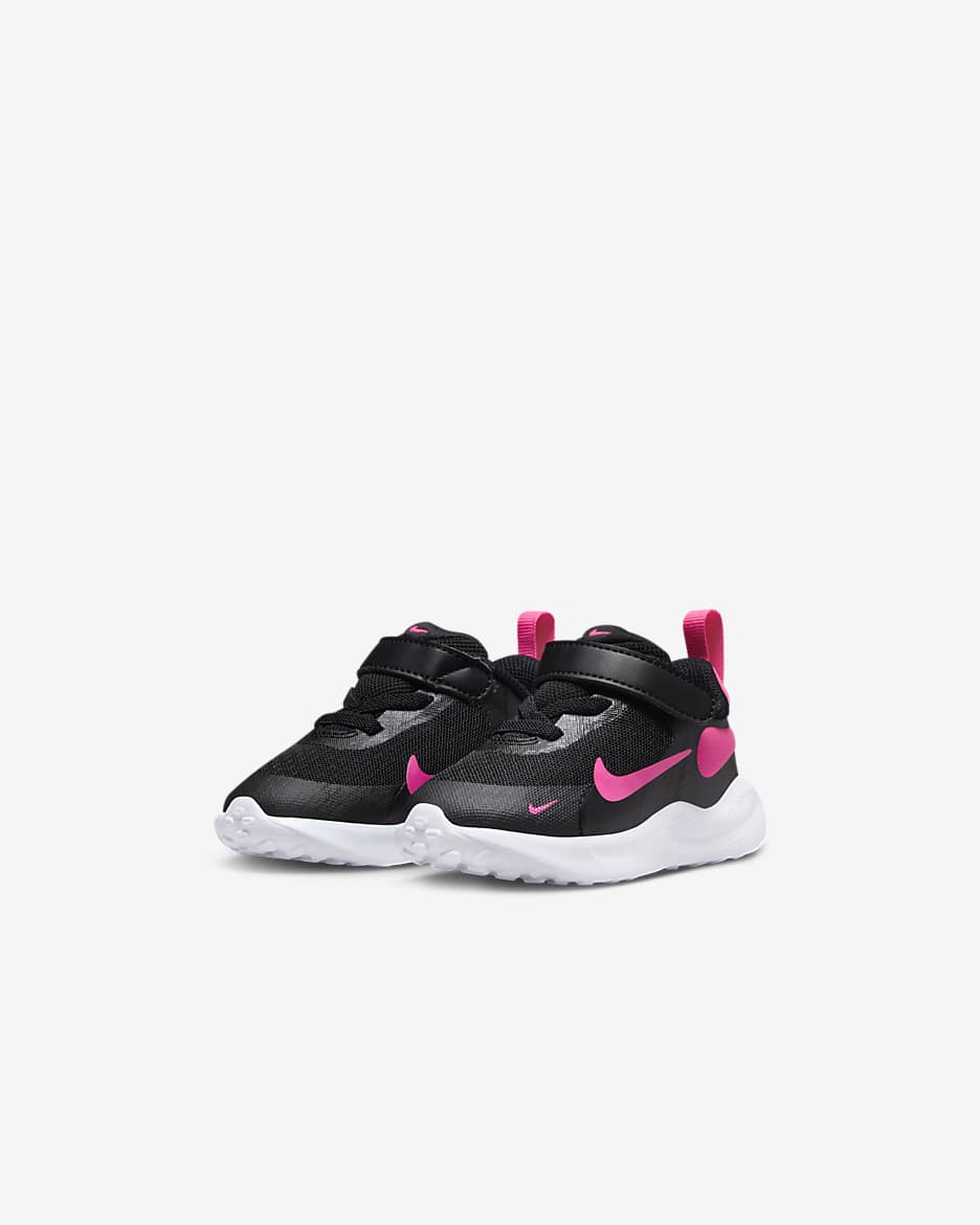 Nike Revolution 7 Baby/Toddler Shoes - Black/White/Hyper Pink