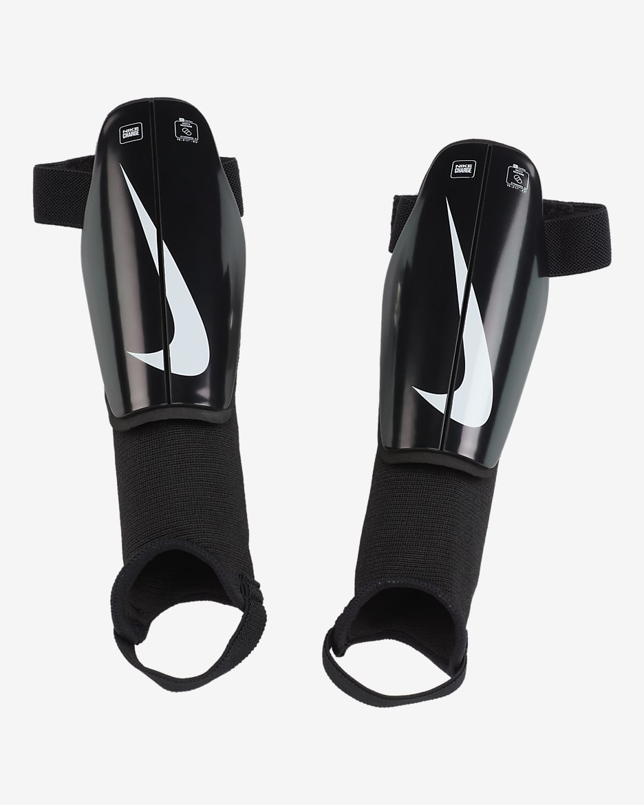 Espinilleras de fútbol para niños Nike Charge - Negro/Negro/Blanco