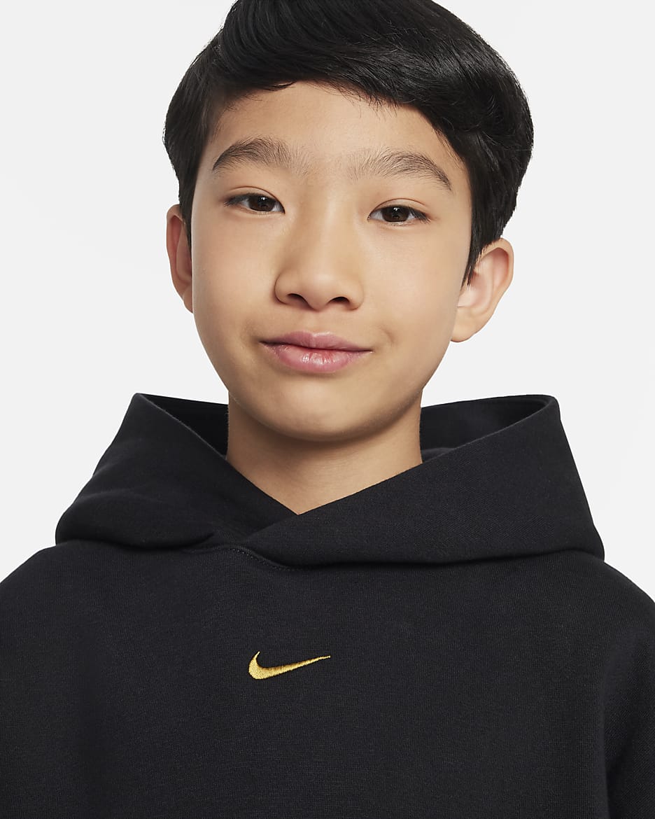 Nike Culture of Basketball Big Kids' Oversized Pullover Basketball Hoodie - Black/Bronzine