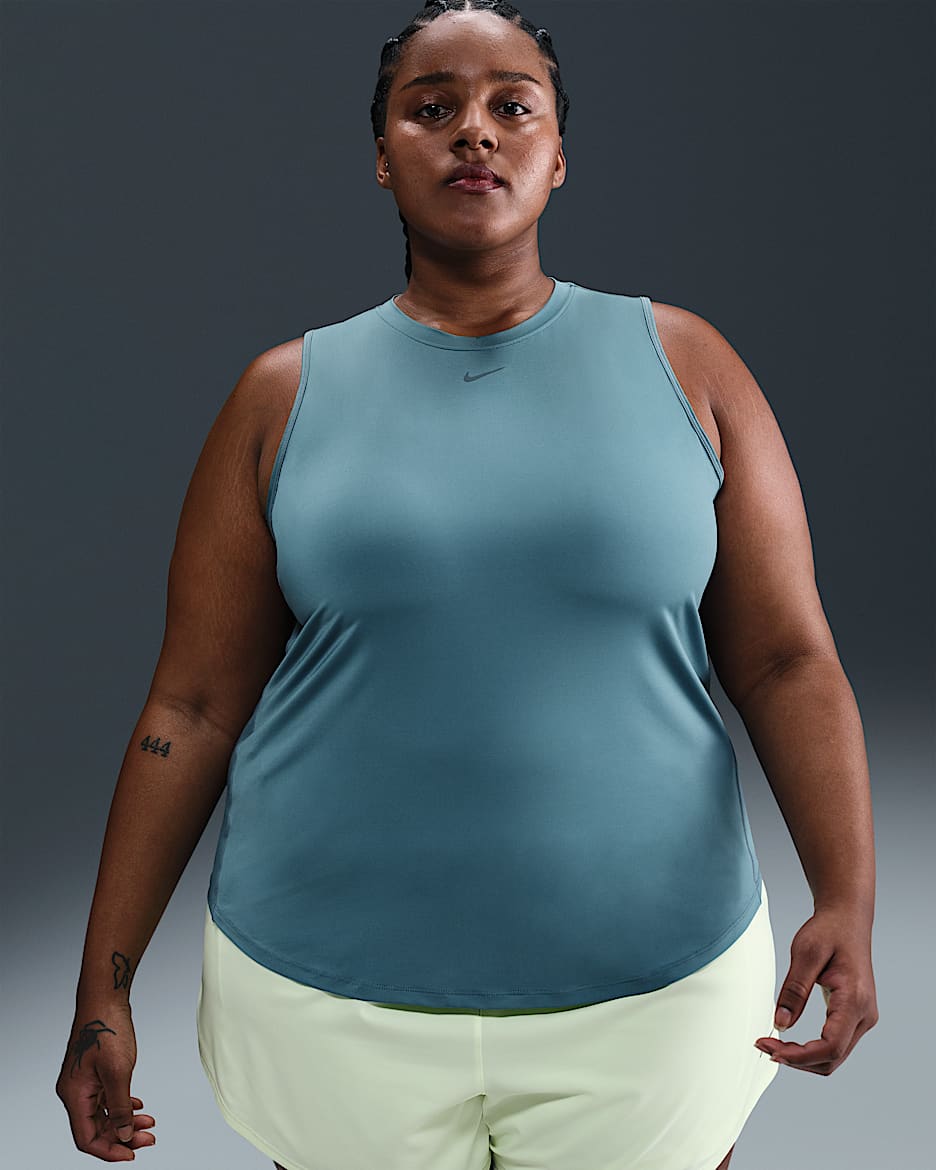 Camiseta de tirantes Dri-FIT para mujer (talla grande) Nike One Classic - Azul humeante/Negro