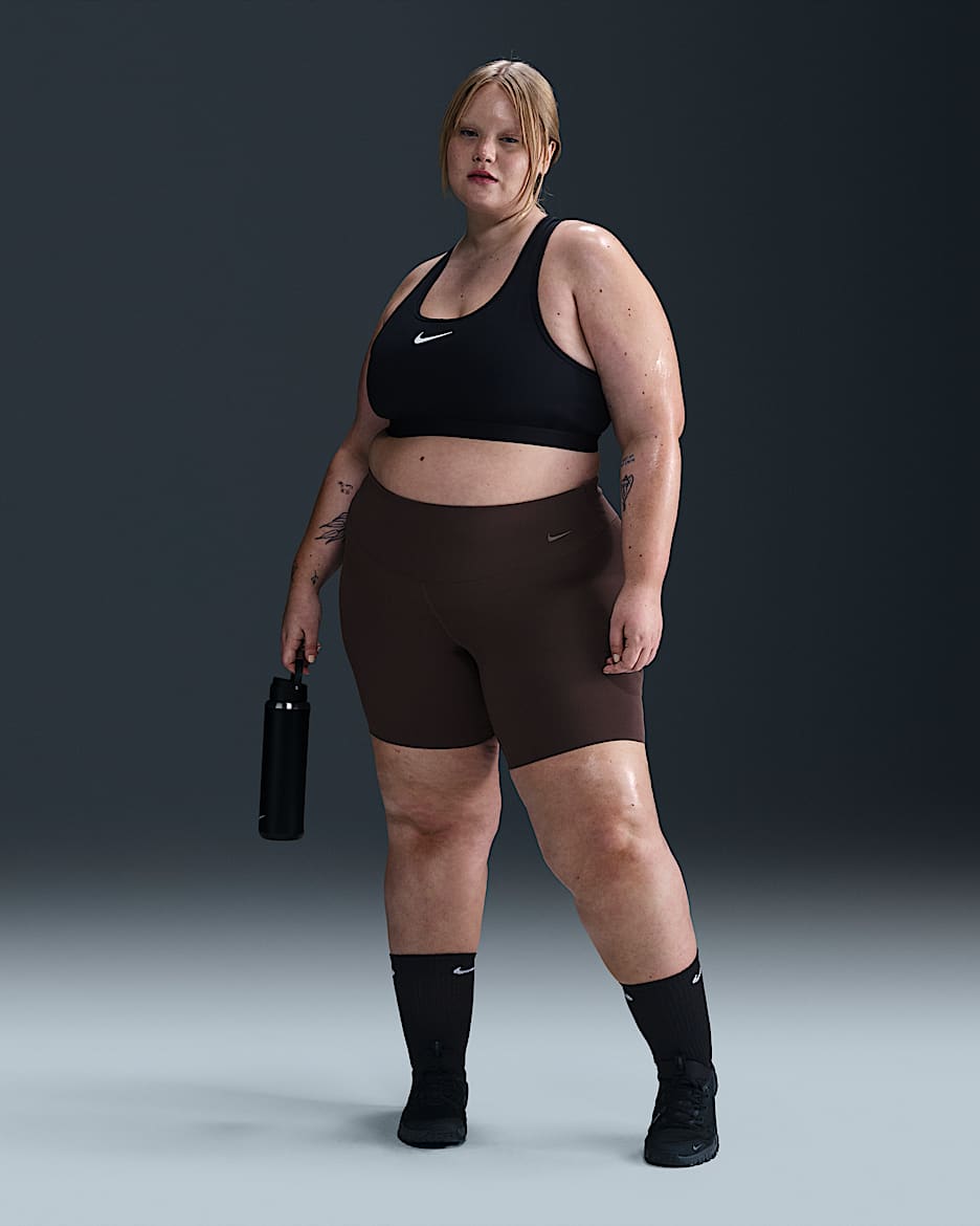 Nike Zenvy Women's Gentle-Support High-Waisted 8" Biker Shorts (Plus Size) - Baroque Brown/Black