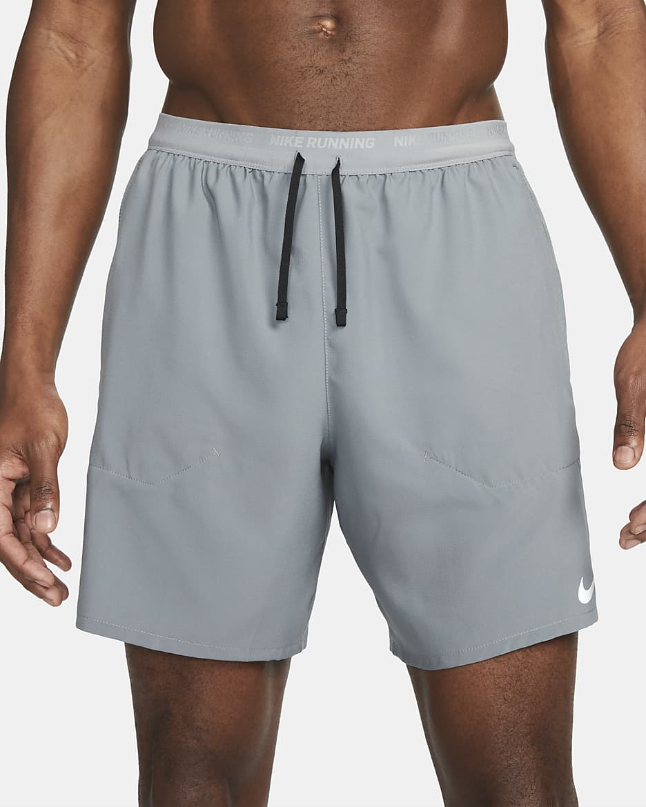 Nike Stride Men's Dri-FIT 18cm (approx.) 2-in-1 Running Shorts - Smoke Grey/Dark Smoke Grey/Black