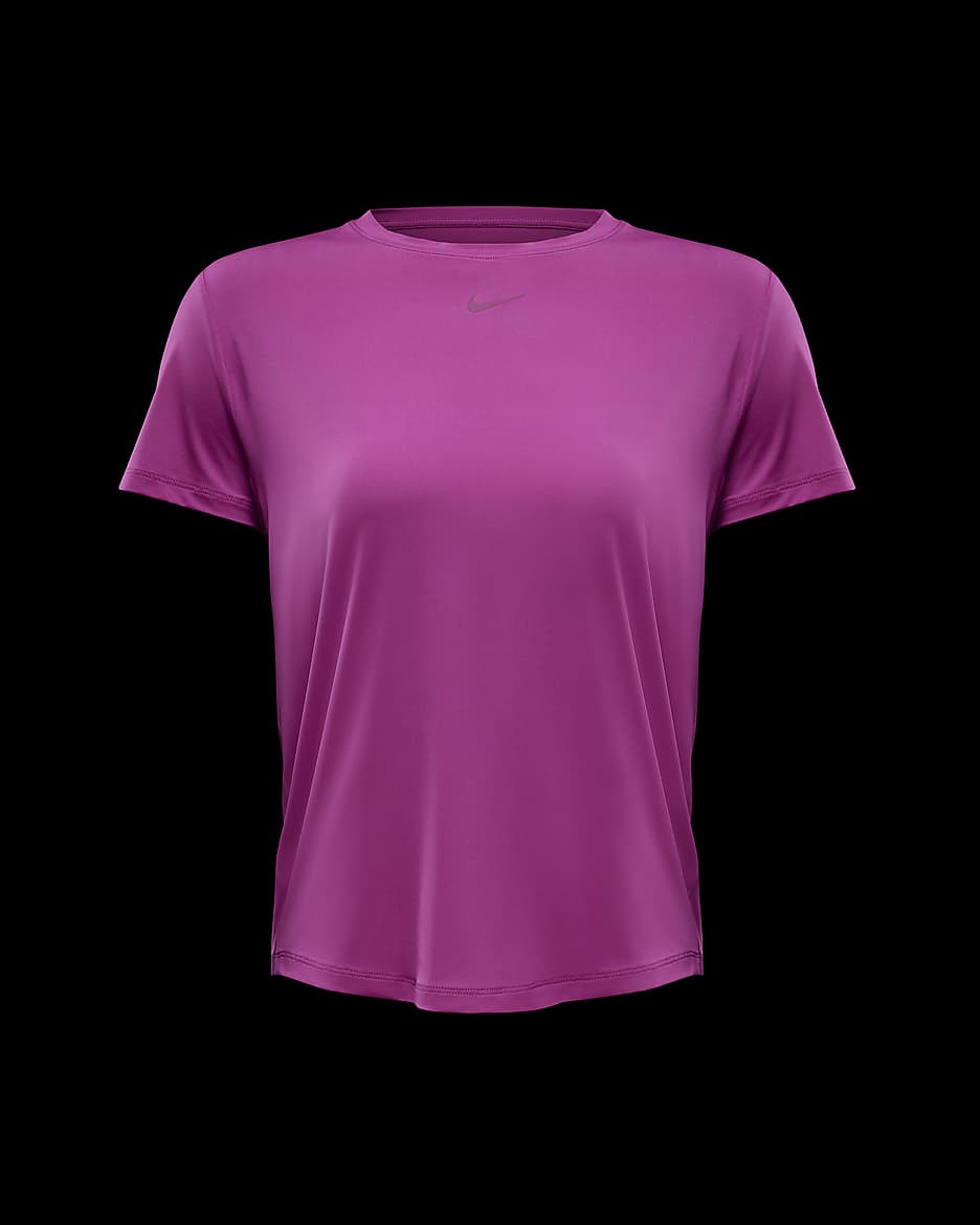 Damska koszulka z krótkim rękawem Dri-FIT Nike One Classic - Hot Fuchsia/Czerń