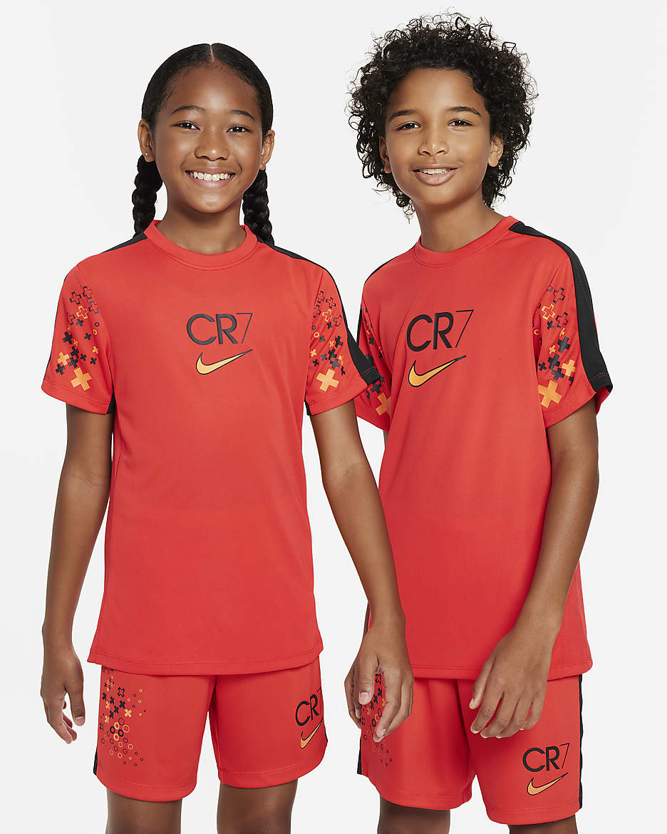 CR7 Older Kids' Dri-FIT Academy Football Top - Light Crimson/Black