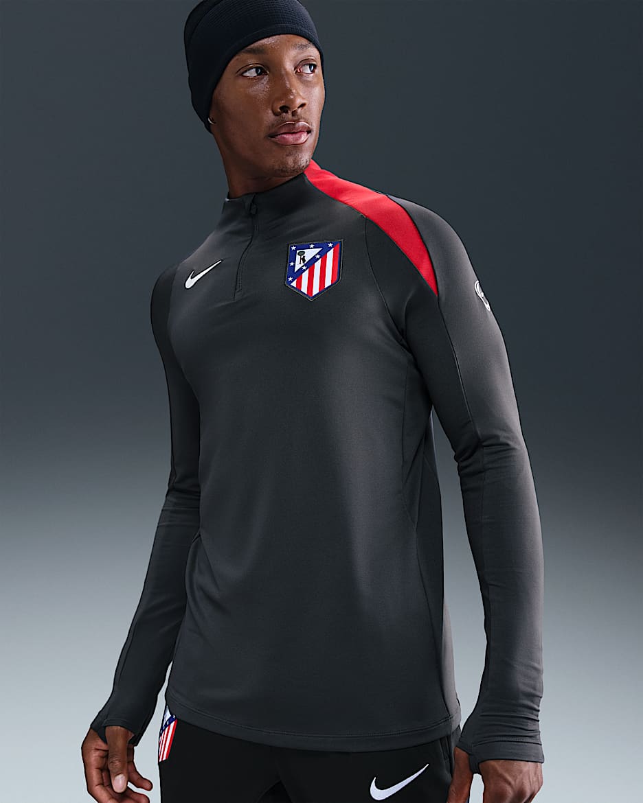 3e haut d'entraînement de foot en maille Nike Dri-FIT Total 90 Atlético Madrid Strike pour homme - Anthracite/Sport Red/Blanc