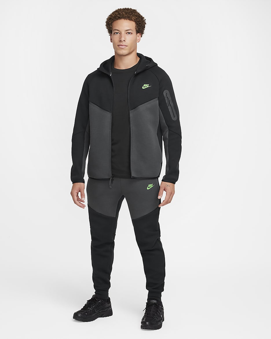 Nike Tech Men's Full-Zip Windrunner Hoodie - Black/Anthracite/Green Strike