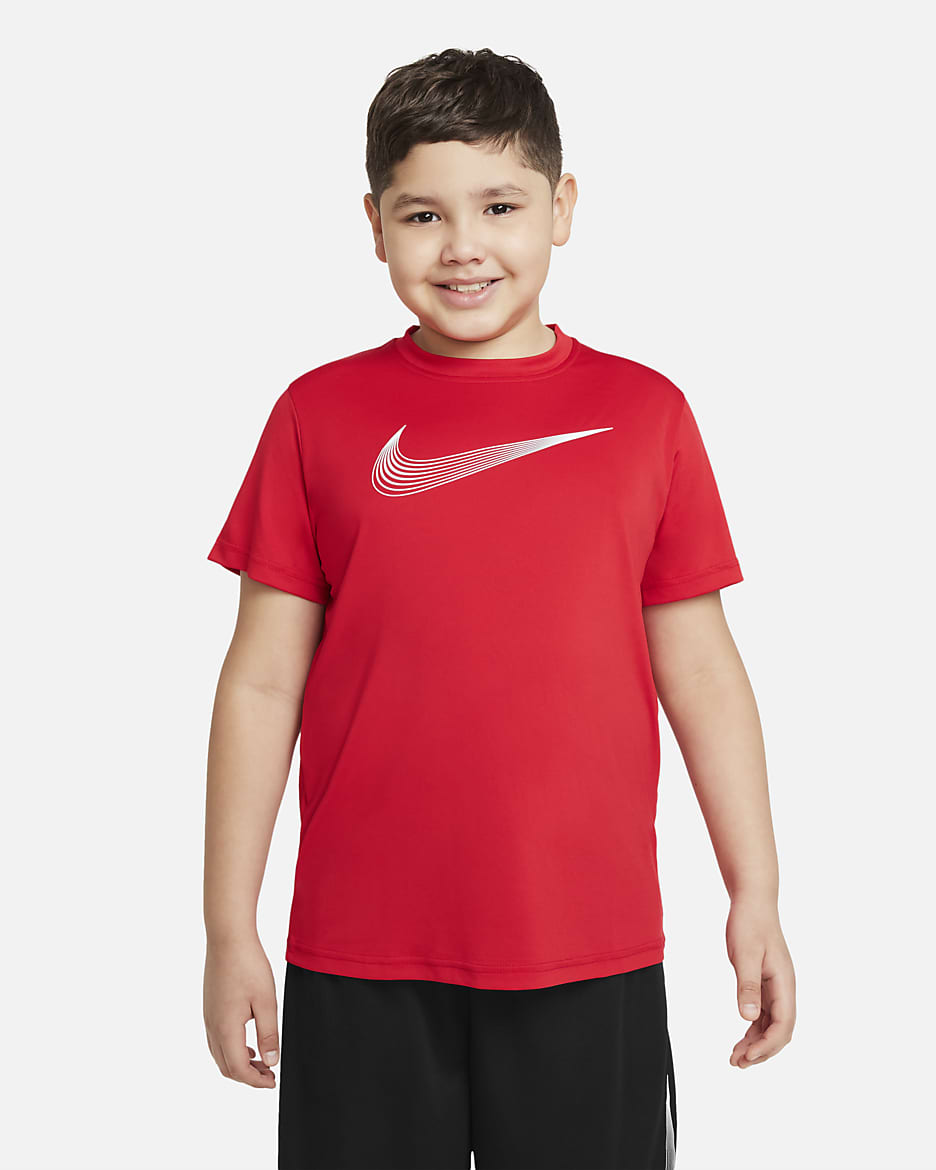 Camiseta de entrenamiento de manga corta para niños talla grande Nike Dri-FIT (talla extendida) - Rojo universitario/Blanco