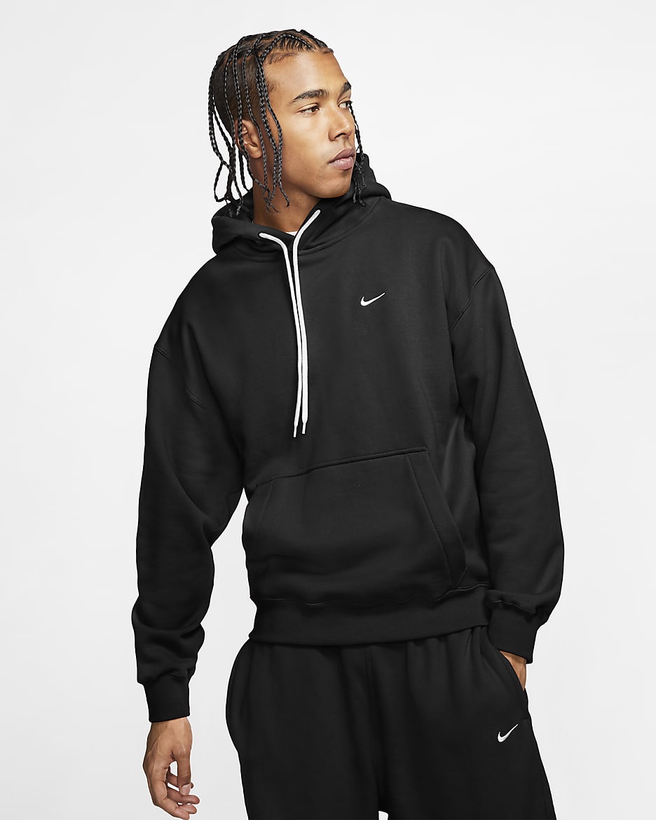 Nike Solo Swoosh Men's Fleece Hoodie - Black/White