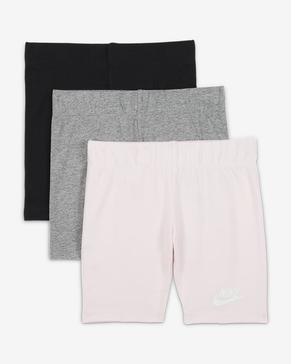 Conjunto de 3 shorts de ciclismo para niños talla pequeña Nike - Negro