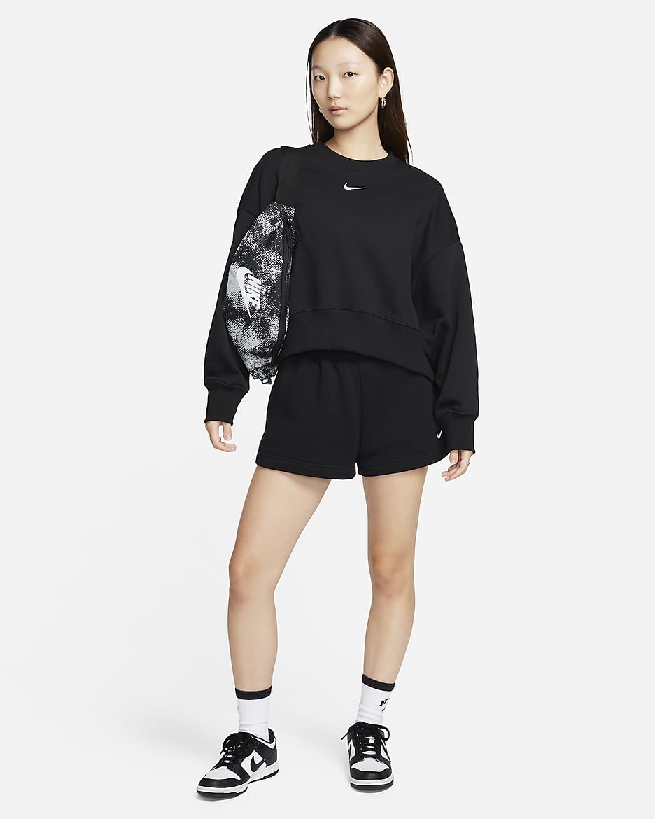 Nike Sportswear Phoenix Fleece Women's Over-Oversized Crew-Neck French Terry Sweatshirt - Black/Sail