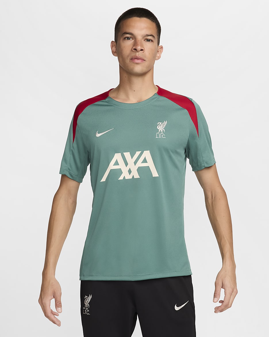 Liverpool FC Strike Nike Dri-FIT Kısa Kollu Örgü Erkek Futbol Üstü - Bicoastal/Bicoastal/Gym Red/Light Orewood Brown