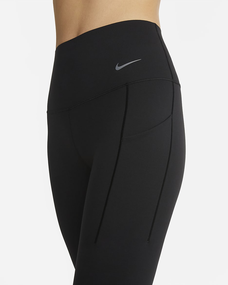 Nike Universa Women's Medium-Support High-Waisted 7/8 Leggings with Pockets - Black/Black