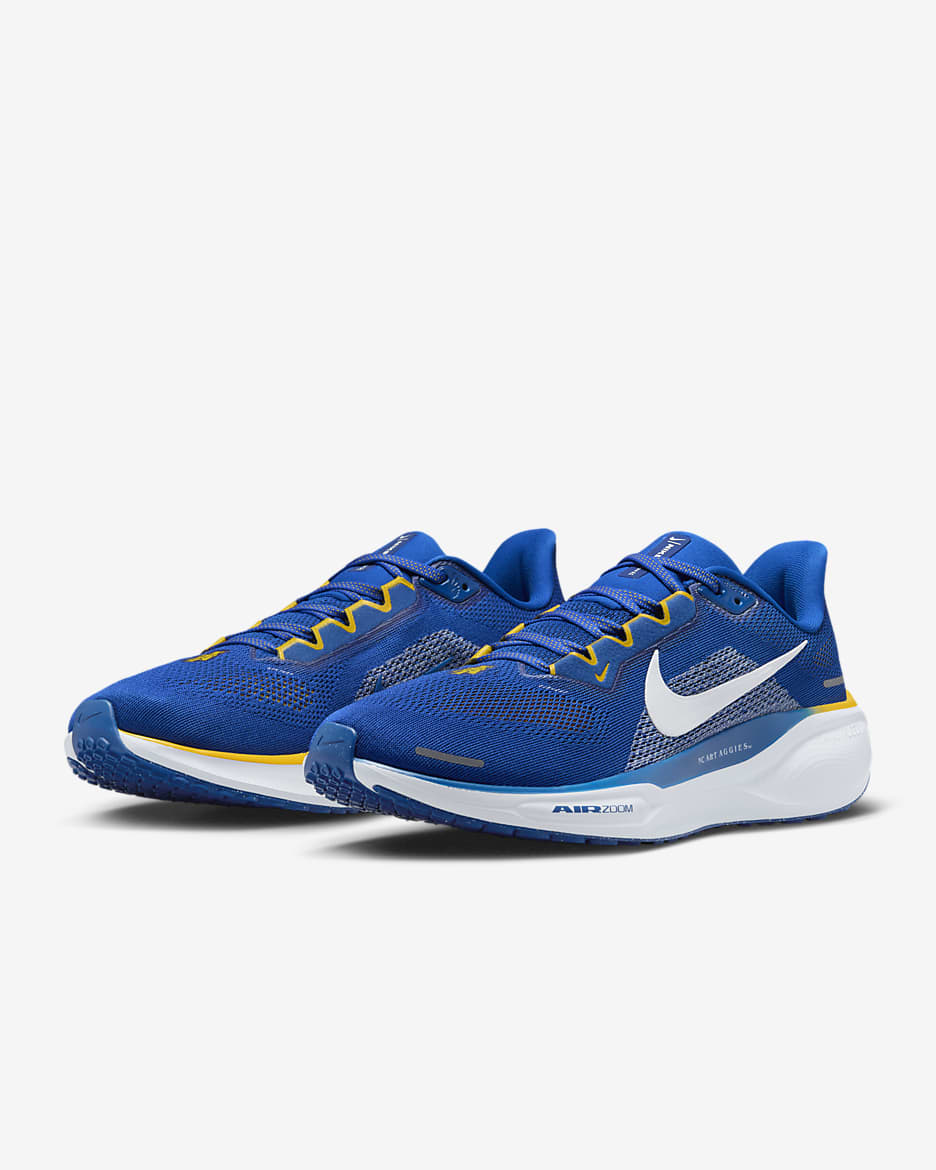 Tenis de correr en pavimento universitarios Nike para hombre North Carolina A&T Pegasus 41 - Royal deportivo/Blanco/Amarillo universitario/Blanco