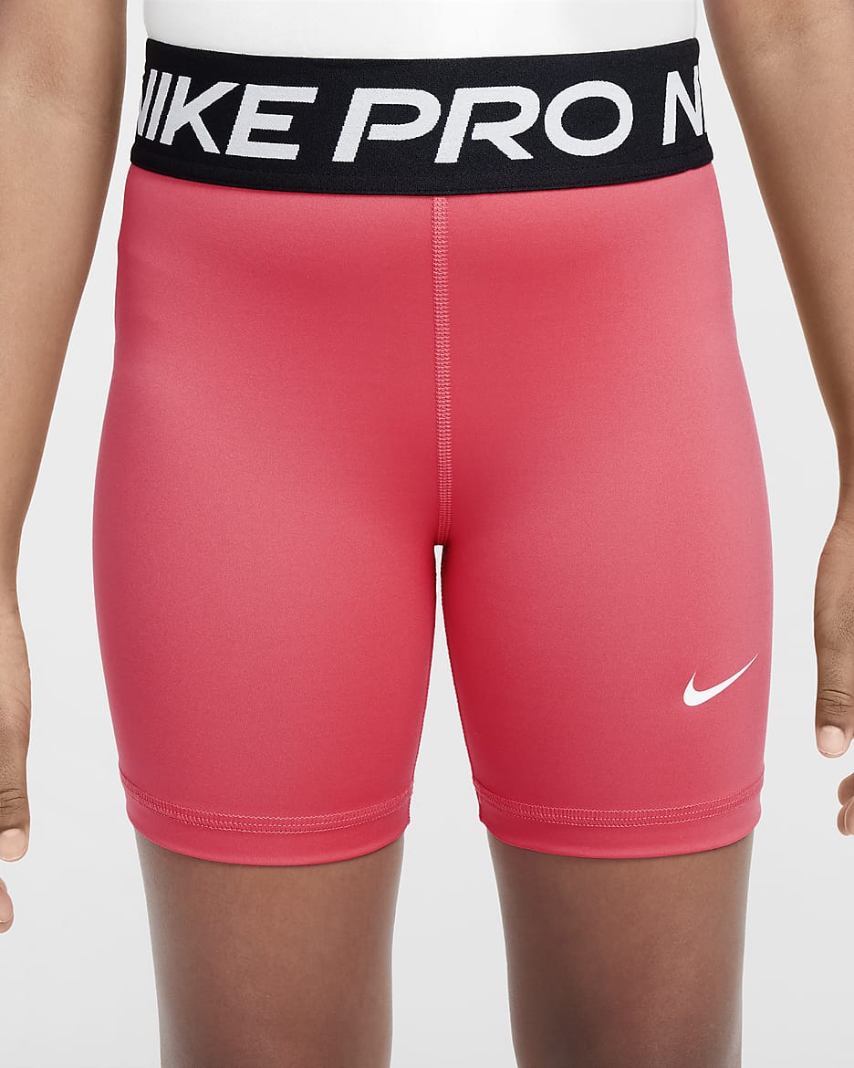 Shorts Dri-FIT de 13 cm para niña talla grande Nike Pro - Rosa margarita/Blanco