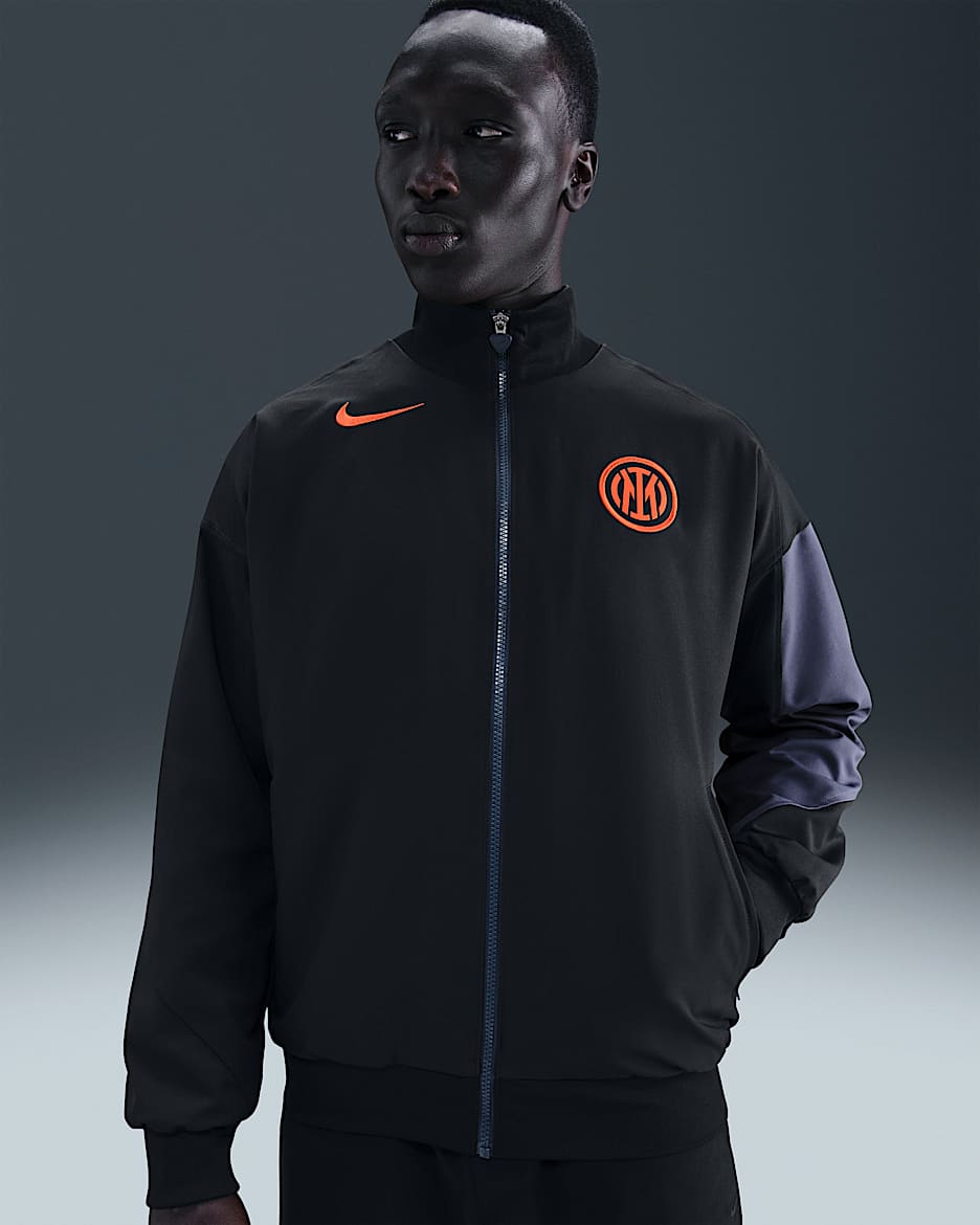 Inter Mailand Strike Third Nike Dri-FIT Total 90 Fußball-Hymnenjacke (Herren) - Schwarz/Thunder Blue/Safety Orange