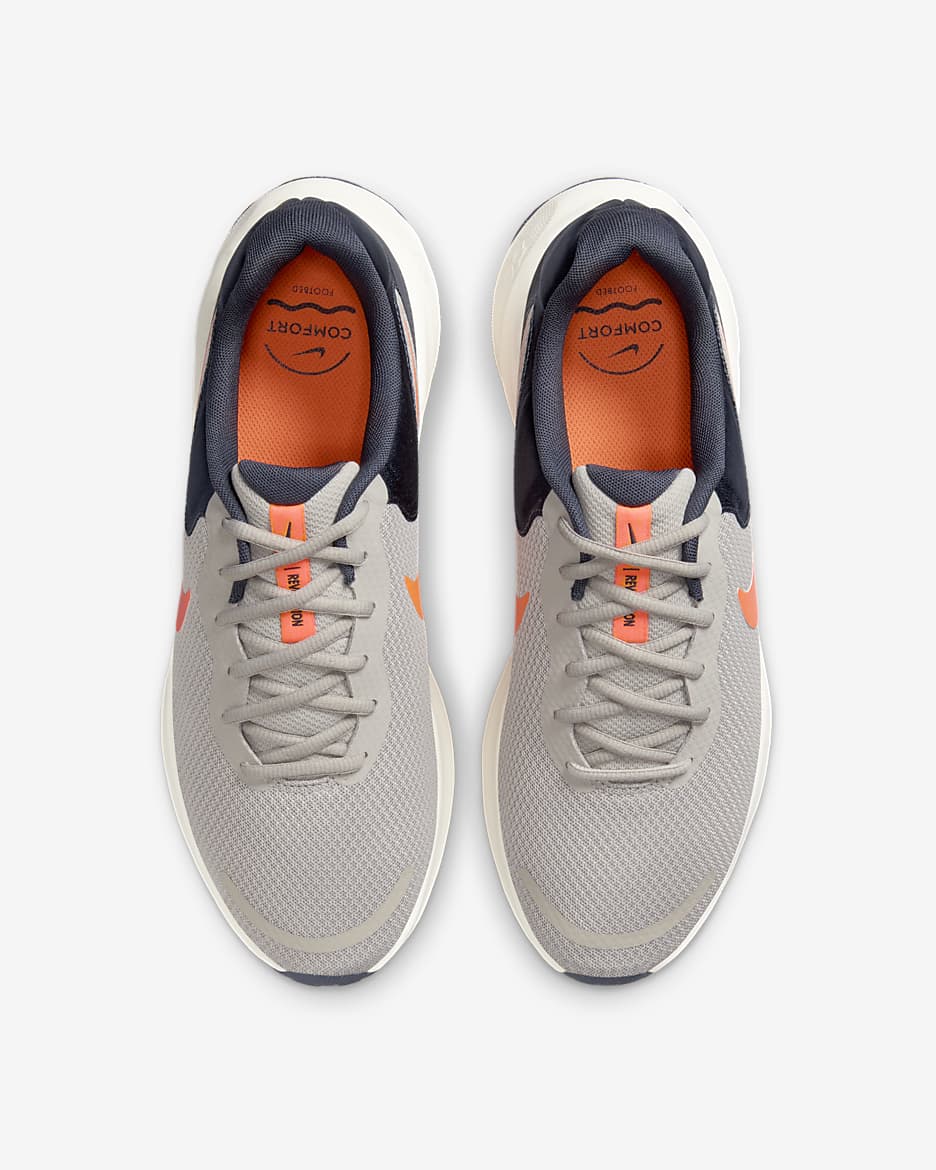 Nike Revolution 7 Men's Road Running Shoes - Light Iron Ore/Thunder Blue/Sail/Total Orange