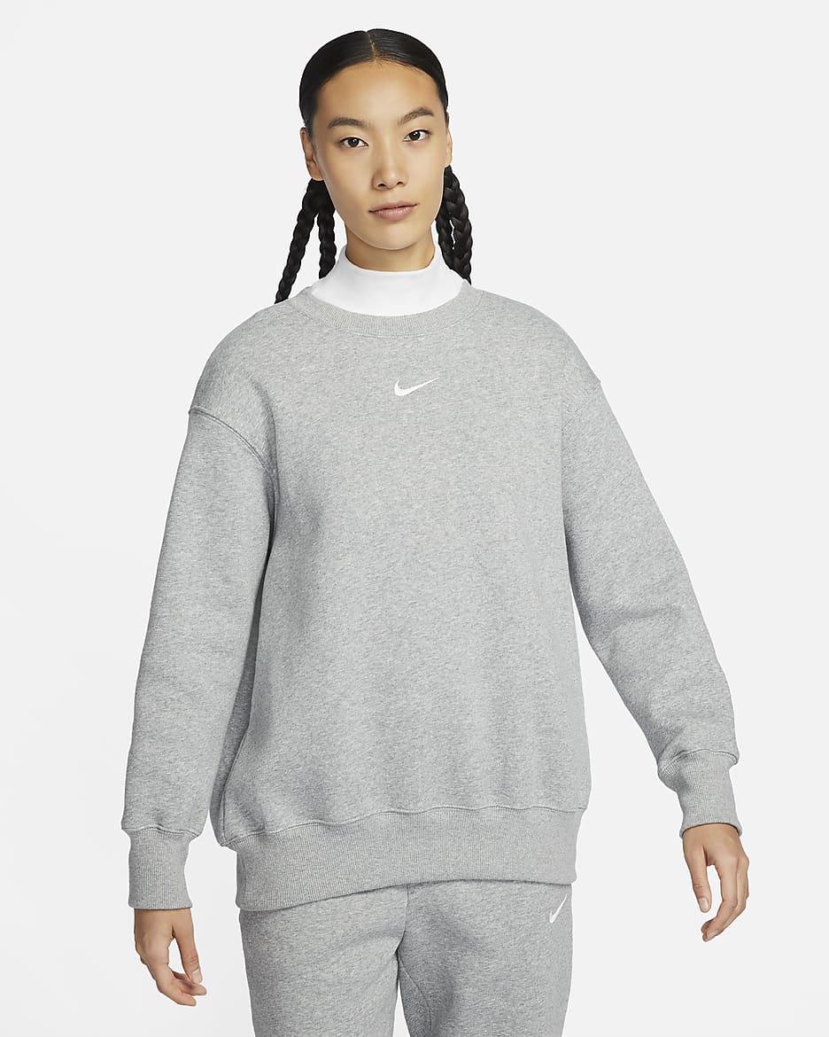 Nike Sportswear Phoenix Fleece Women's Oversized Crewneck Sweatshirt - Dark Grey Heather/Sail