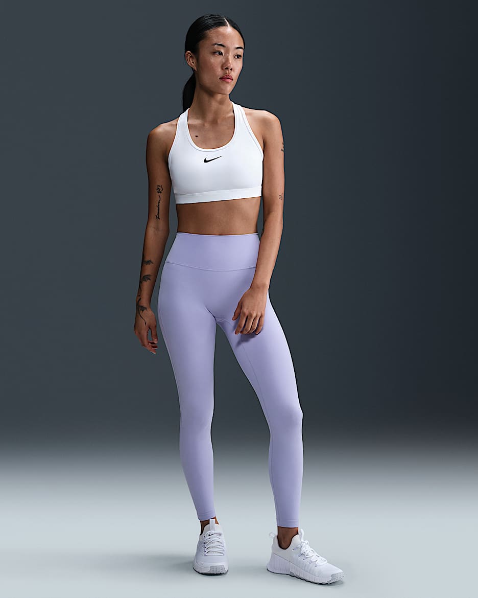 Nike One Seamless Front 女款高腰全長內搭褲 - Lilac Ice/黑色