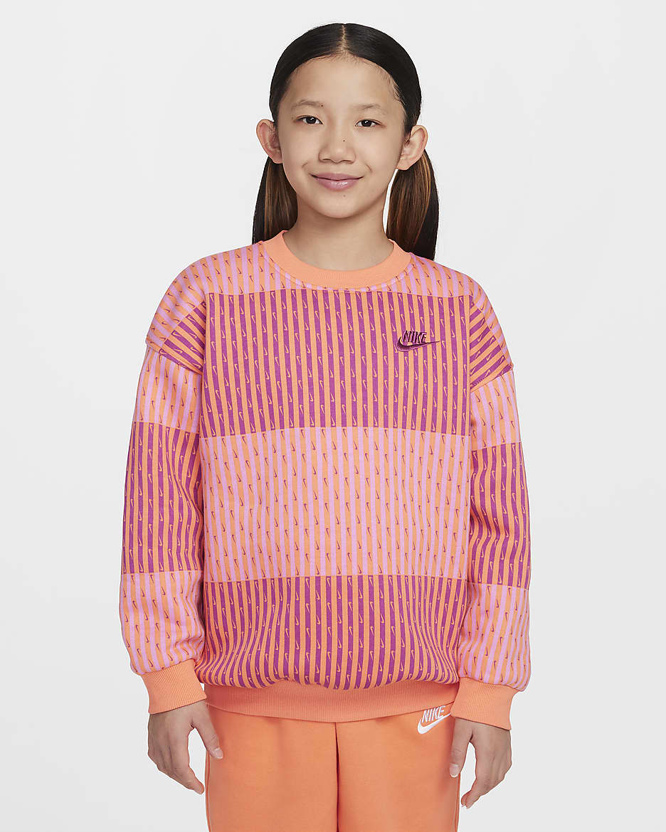 Sweat oversize Nike Sportswear Club Fleece pour ado (fille) - Light Wild Mango/Light Wild Mango/Hot Fuchsia