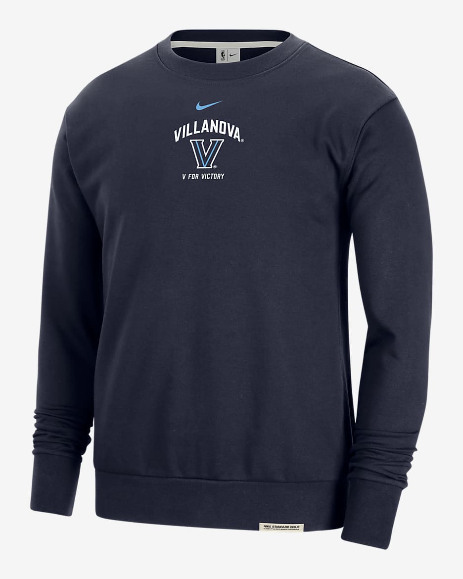 Villanova Standard Issue Men's Nike College Fleece Crew-Neck Sweatshirt - Navy