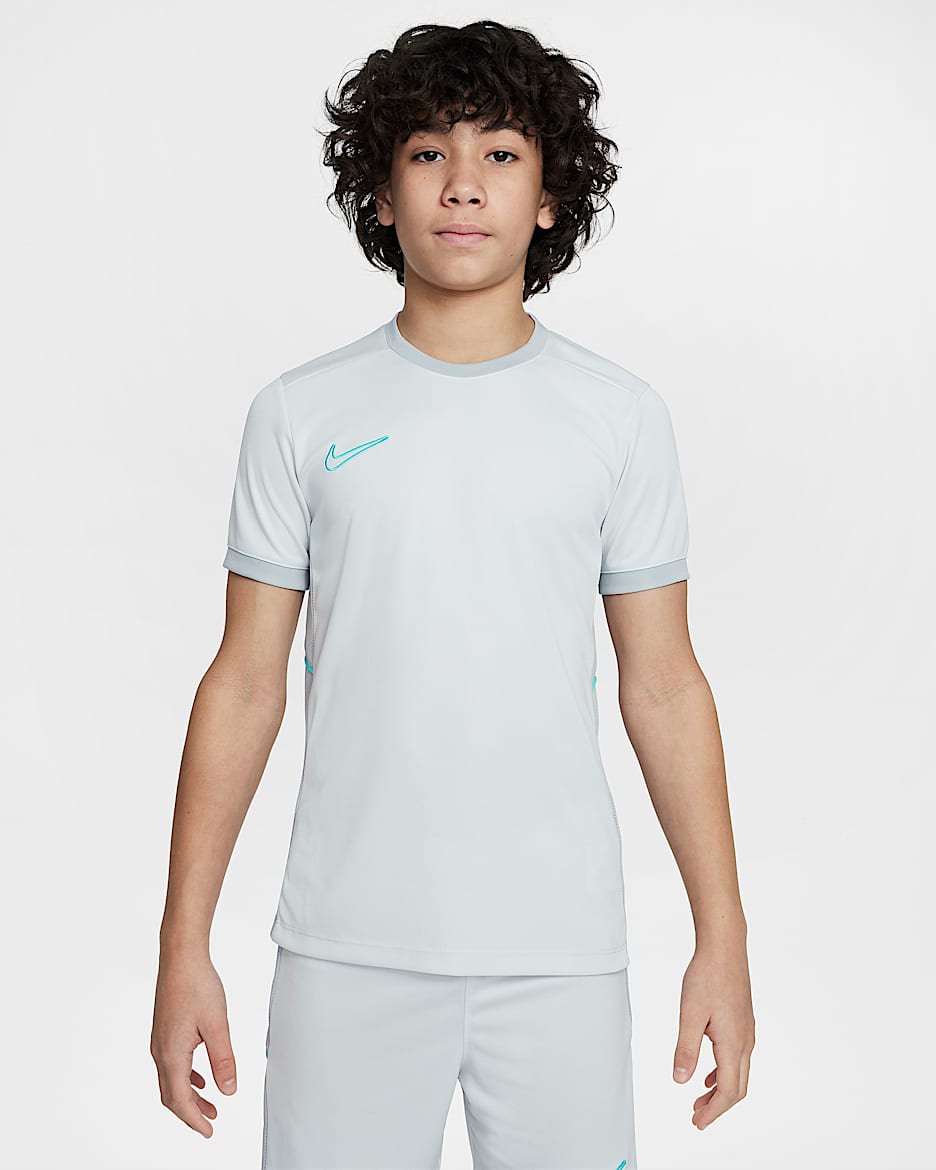 Nike Academy Dri-FIT fotballtrøye til store barn - Photon Dust/Light Smoke Grey/Dynamic Turquoise/Dynamic Turquoise