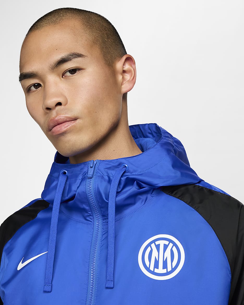 Inter Milan Home Men's Nike Football Hooded Woven Tracksuit - Lyon Blue/Black/White