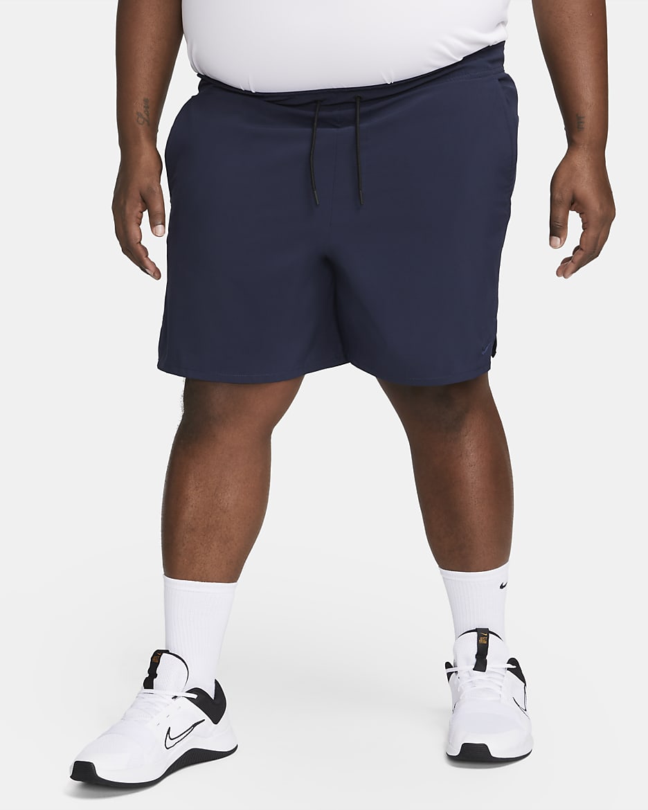 Nike Unlimited multifunctionele niet-gevoerde herenshorts met Dri-FIT (18 cm) - Obsidian/Zwart/Obsidian