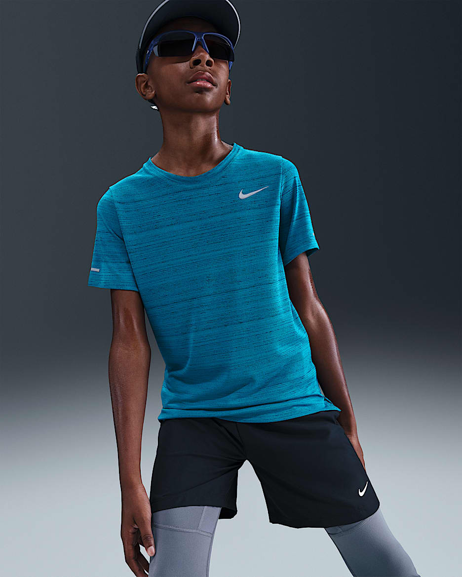 Nike Dri-FIT Miler Older Kids' (Boys') Training Top - Green Abyss/Green Abyss