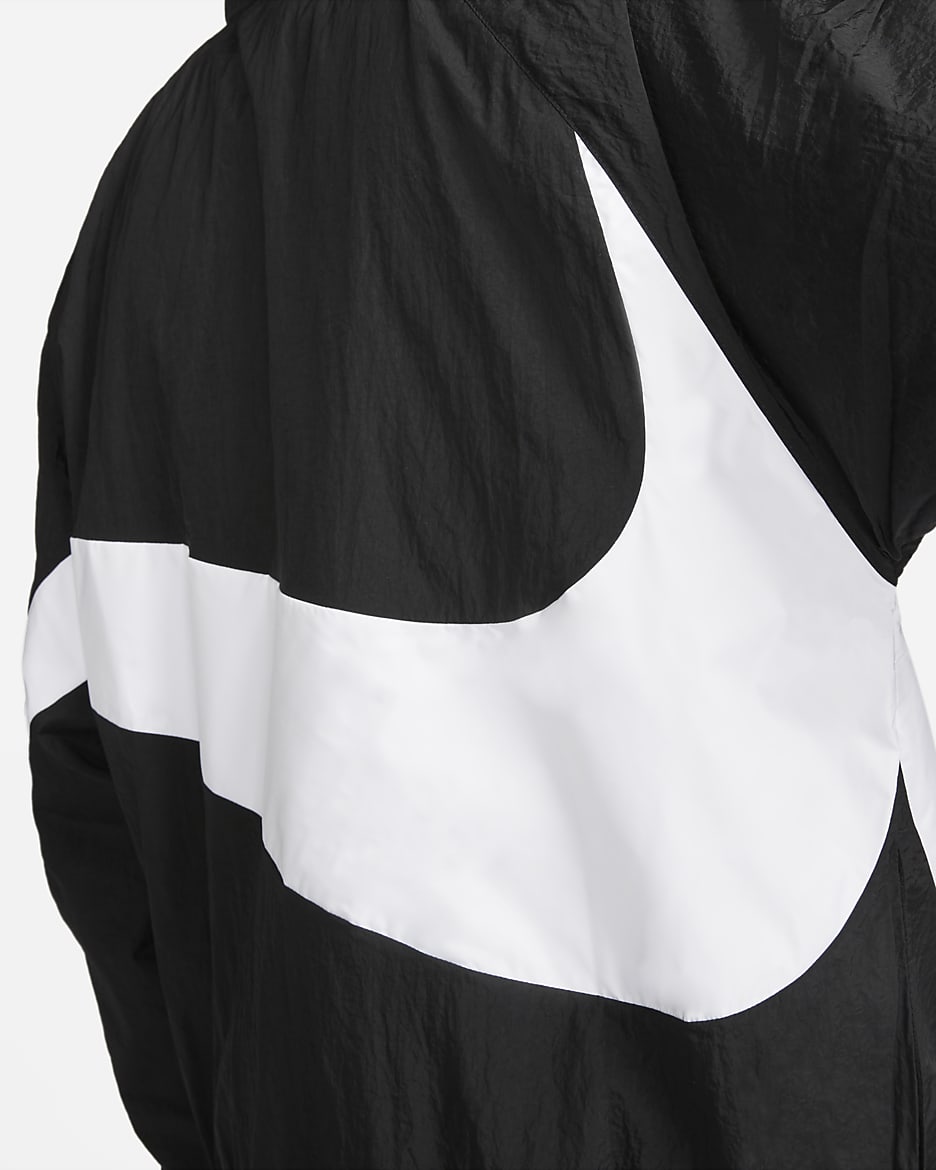 Nike Sportswear 'Swoosh' Woven Windbreaker - Black/White/Black/Black